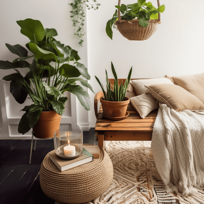 living room full of plants
